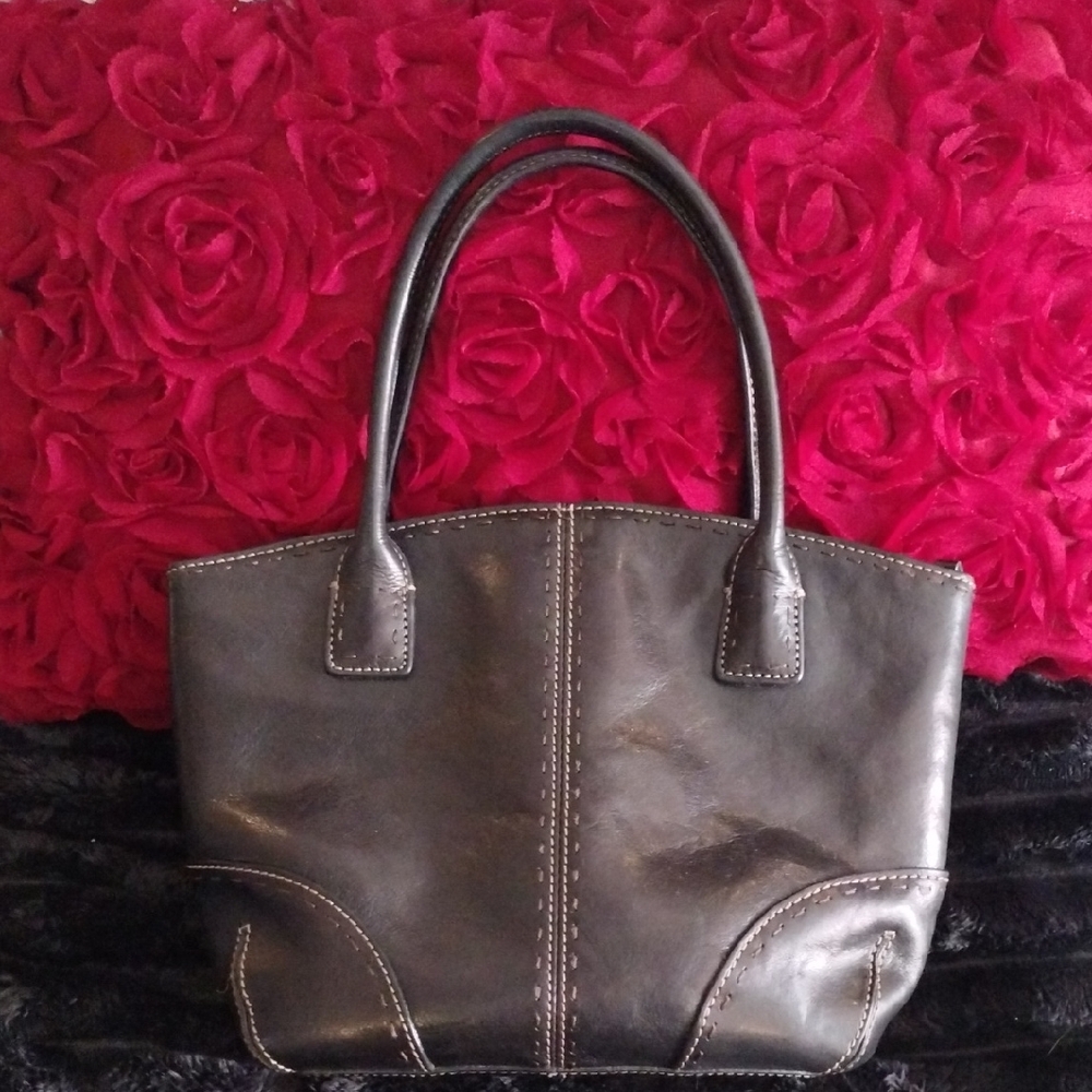 Fossil Black Leather Tote Bag